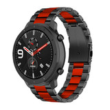 Strap-it® Xiaomi Amazfit GTR Stahlarmband (Schwarz/Rot) Strap-it® Xiaomi Amazfit GTR Stahlarmband (Schwarz/Rot)