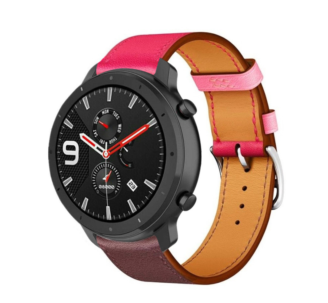 Strap-it® Strap-it Xiaomi Amazfit GTR Lederarmband (Hellrosa/Rotbraun)