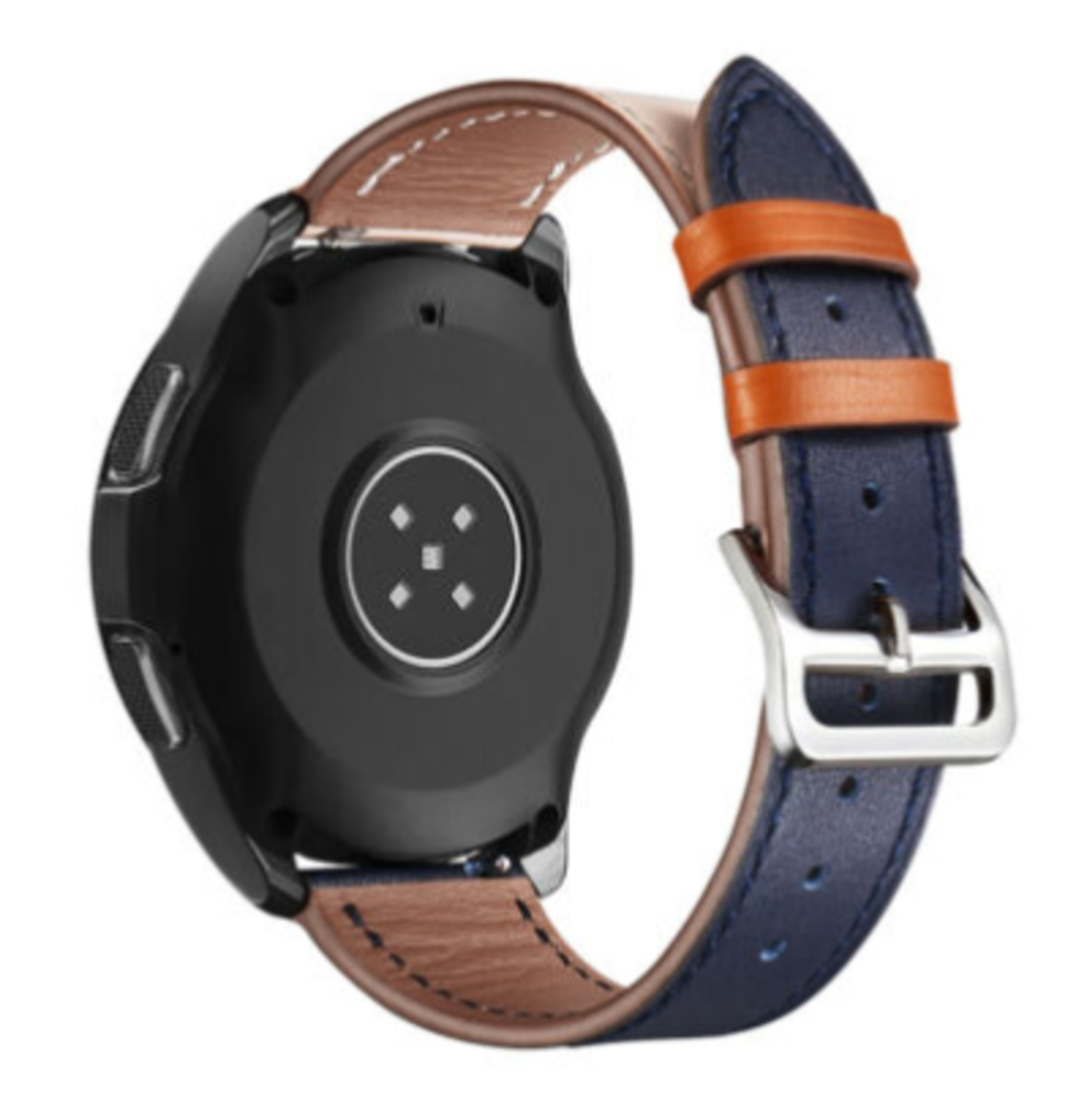 Strap-it® Strap-it Xiaomi Amazfit GTR Lederarmband (Weiß/Dunkelblau)