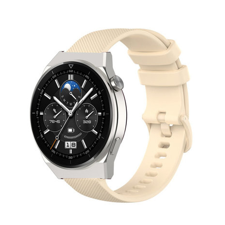 Strap-it® Strap-it Huawei Watch GT 3 Pro 46mm Luxus- Silikonarmband (Beige)
