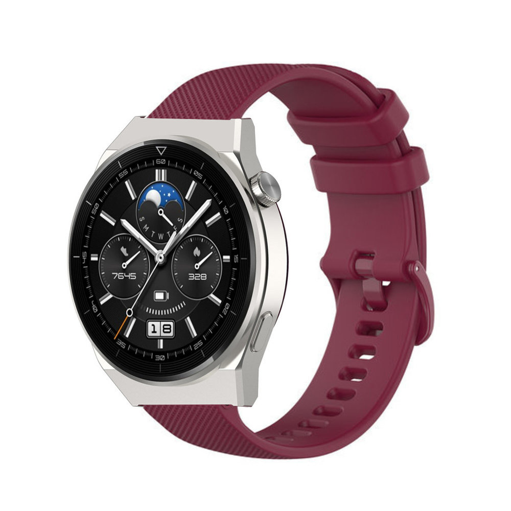 Strap-it® Strap-it Huawei Watch GT 3 Pro 46mm Luxus- Silikonarmband (dunkelRot)