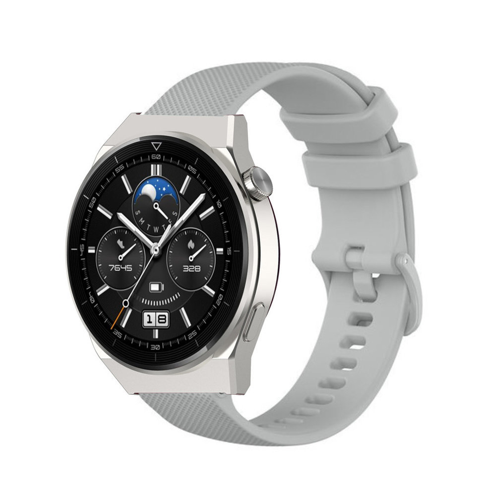 Strap-it® Strap-it Huawei Watch GT 3 Pro 46mm Luxus- Silikonarmband (Grau)