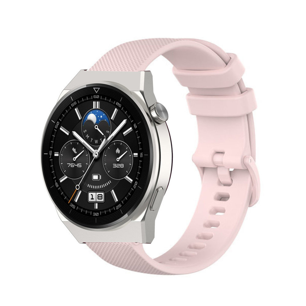 Strap-it® Strap-it Huawei Watch GT 3 Pro 46mm Luxus- Silikonarmband (Rosa)