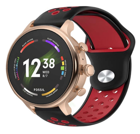 Strap-it® Strap-it Fossil Gen 6 (42mm) Sportarmband (Schwarz/Rot)