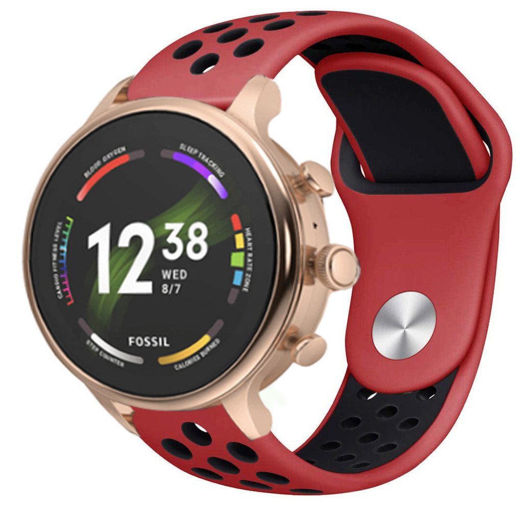 Strap-it® Strap-it Fossil Gen 6 (42mm) Sportarmband (Rot/Schwarz)
