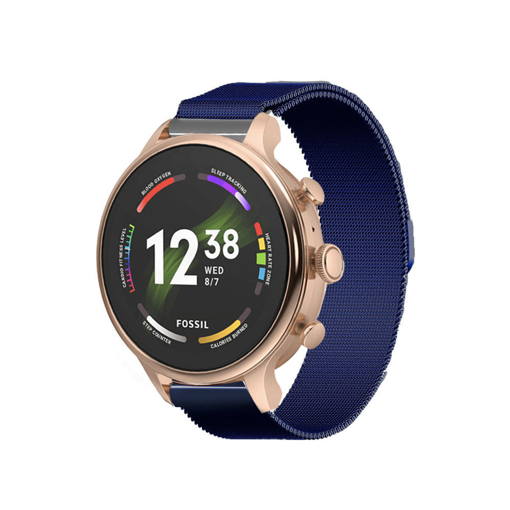 Strap-it® Strap-It Fossil Gen 6 42mm Milanese Armband (Blau)