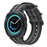 Strap-it® Samsung Gear Sport Nylon Schnallenarmband (Schwarz/Grau)