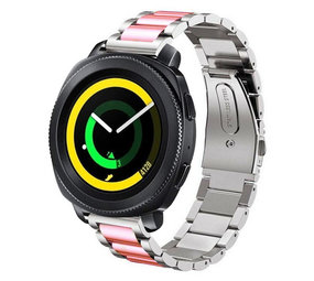 Strap-it® Samsung Gear Sport Stahlarmband (Silber/Rosa) Strap-it® Samsung Gear Sport Stahlarmband (Silber/Rosa)