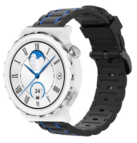 Strap-it® Strap-it Huawei Watch GT 3 Pro 43mm Sport Schnallenarmband (Schwarz/Blau)