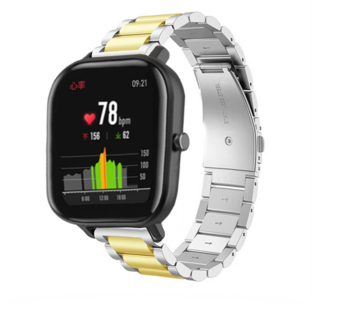 Strap-it® Strap-it Xiaomi Amazfit GTS Stahlarmband (Silber/Gold)