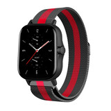 Strap-it® Amazfit GTS 2 Milanese Armband (Schwarz/Rot) Strap-it® Amazfit GTS 2 Milanese Armband (Schwarz/Rot)