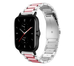 Strap-it® Amazfit GTS 3 Stahlarmband (Silber/Rosa) Strap-it® Amazfit GTS 3 Stahlarmband (Silber/Rosa)