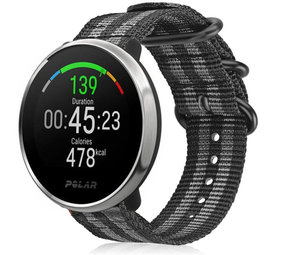 Strap-it® Polar Unite Nylon Schnallenarmband (Schwarz/Grau) Strap-it® Polar Unite Nylon Schnallenarmband (Schwarz/Grau)