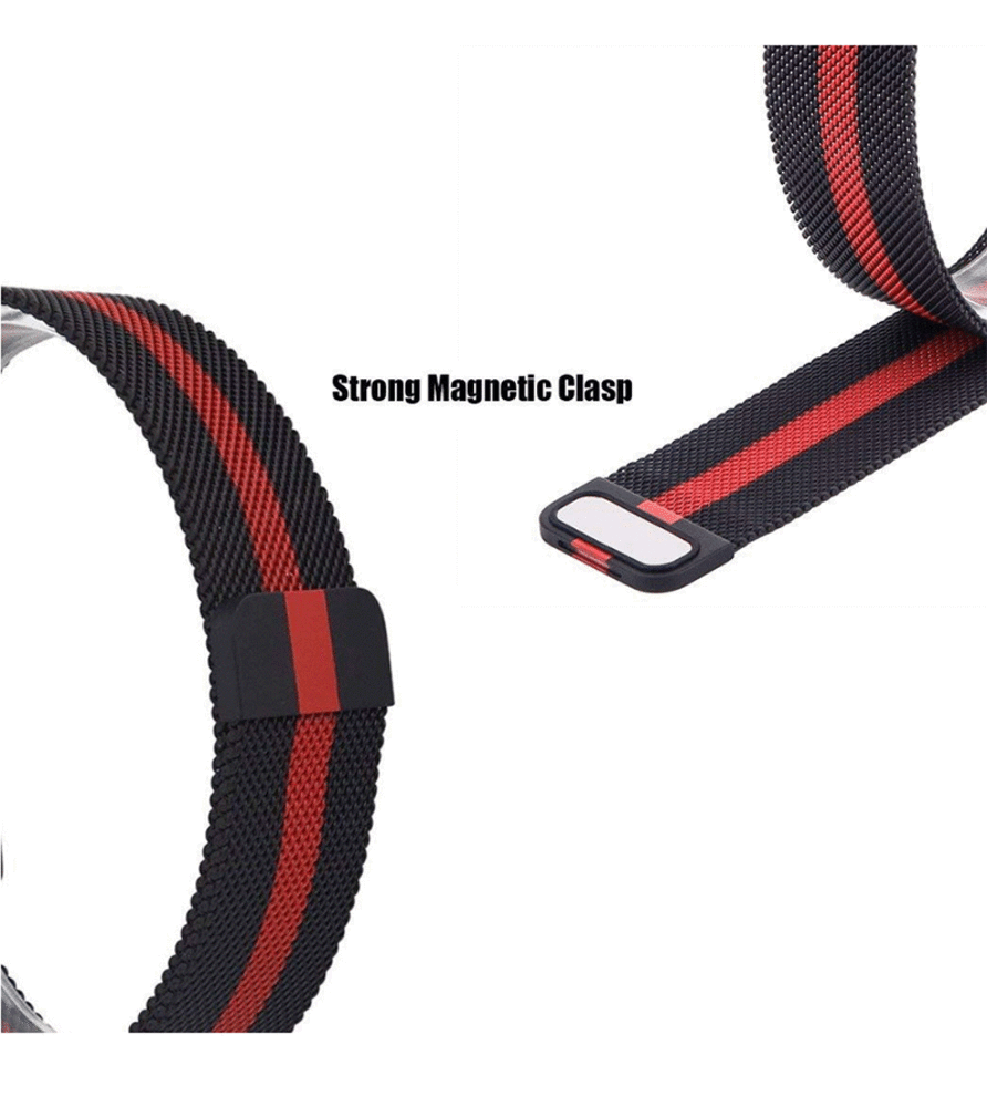 Strap-it® Strap-It Polar Pacer Milanese Armband (Schwarz/Rot) Strap-it® Strap-It Polar Pacer Milanese Armband (Schwarz/Rot)