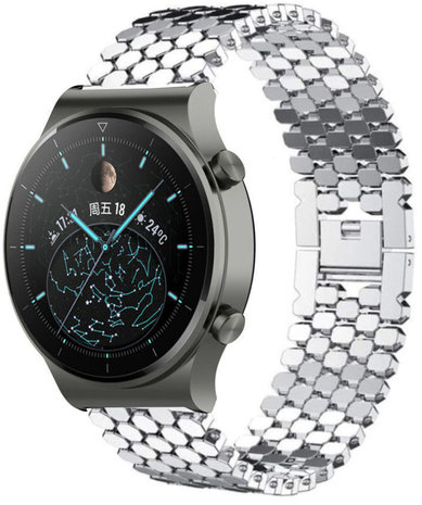 Strap-it® Strap-it Huawei Watch GT 2 Pro Fisch Gliederarmband  (Silber)