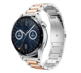 Strap-it® Huawei Watch GT 3 46mm Stahlarmband (Silber/RoséGold) Strap-it® Huawei Watch GT 3 46mm Stahlarmband (Silber/RoséGold)