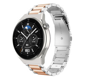 Strap-it® Huawei Watch GT 3 Pro 46mm Stahlarmband (Silber/RoséGold) Strap-it® Huawei Watch GT 3 Pro 46mm Stahlarmband (Silber/RoséGold)