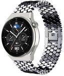 Strap-it® Strap-it Huawei Watch GT 3 Pro 46mm Fisch Gliederarmband (Schwarz)