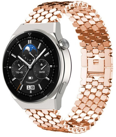 Strap-it® Strap-it Huawei Watch GT 3 Pro 46mm Fisch Gliederarmband (Roségold)