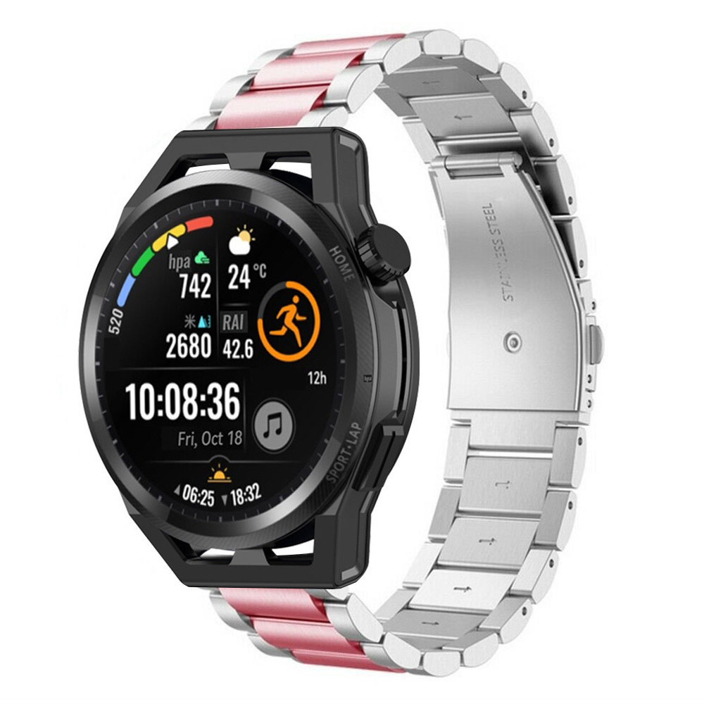 Strap-it® Strap-it Huawei Watch GT Runner Stahlarmband (Silber/Rosa)