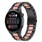 Strap-it® Strap-it Huawei Watch 3 (Pro) Stahlarmband (Schwarz/Rosa)