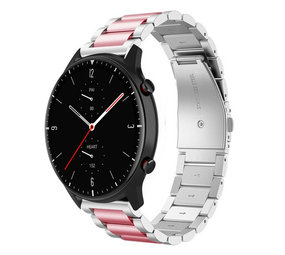 Strap-it® Amazfit GTR 2 Stahlarmband (Silber/Rosa) Strap-it® Amazfit GTR 2 Stahlarmband (Silber/Rosa)