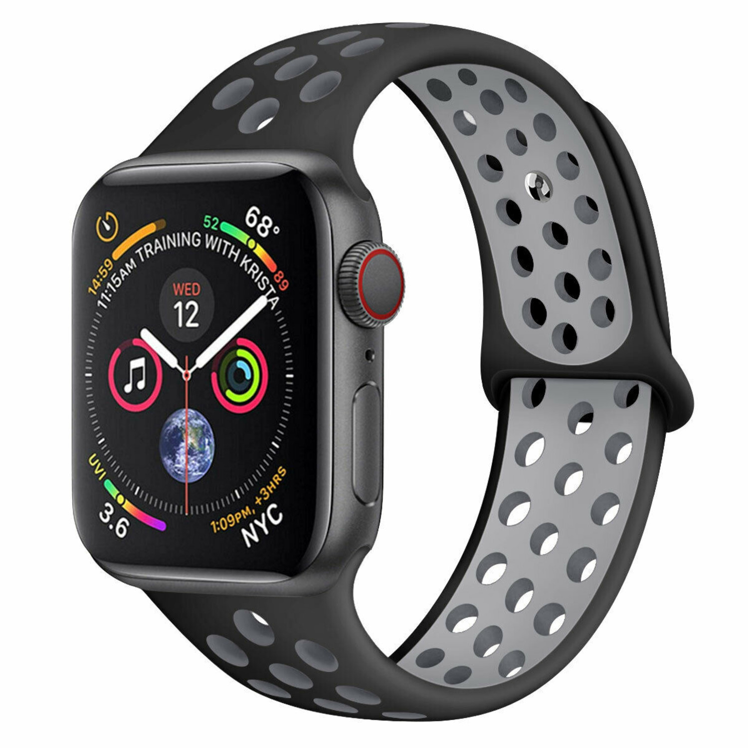 Apple Watch 8 Sport Armband (Schwarz/Grau)