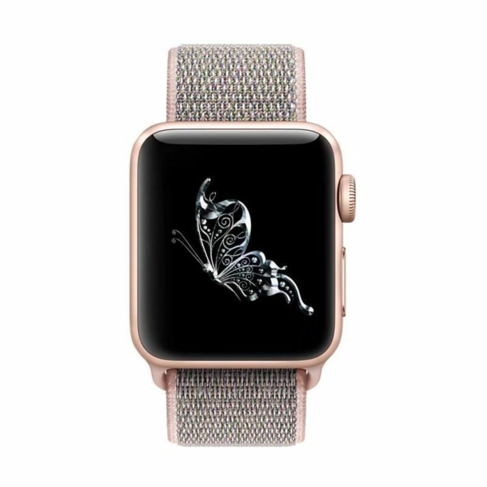 Strap-it® Strap-it Apple Watch 8 Nylonarmband (Rosa Sand)