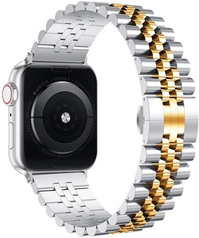 Strap-it® Strap-it Apple Watch 8 Jubilee Stahlband (Silber/Gold)