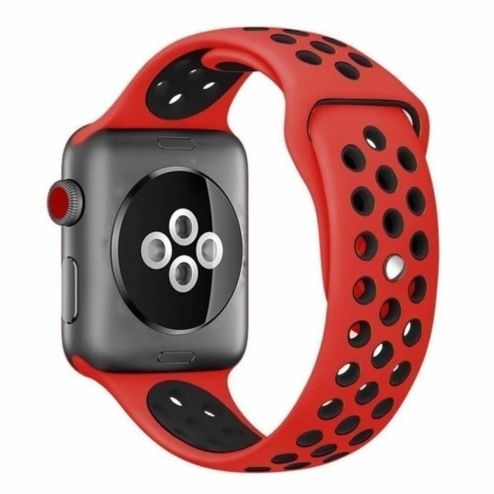 Strap-it® Strap-it Apple Watch 8 Sport Armband (Rot/Schwarz)