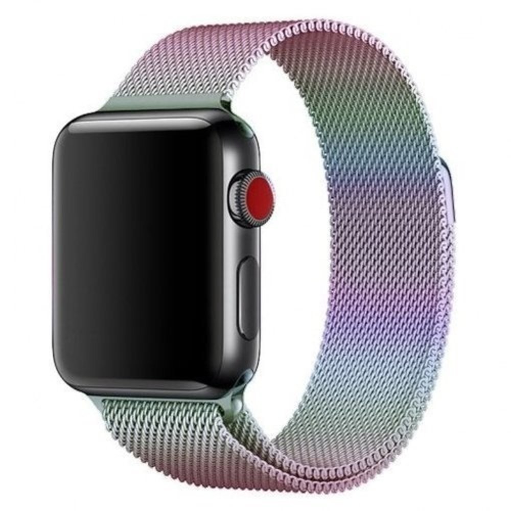 Strap-it® Strap-it Apple Watch 8 Milanese Armband (Regenbogen)