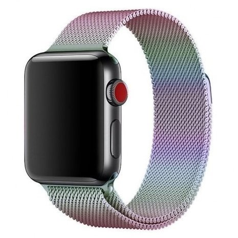 Strap-it® Strap-it Apple Watch 8 Milanese Armband (Regenbogen)