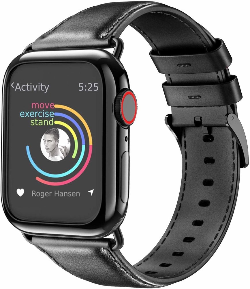 Strap-it® Strap-it Apple Watch 8 Lederarmband (Schwarz)