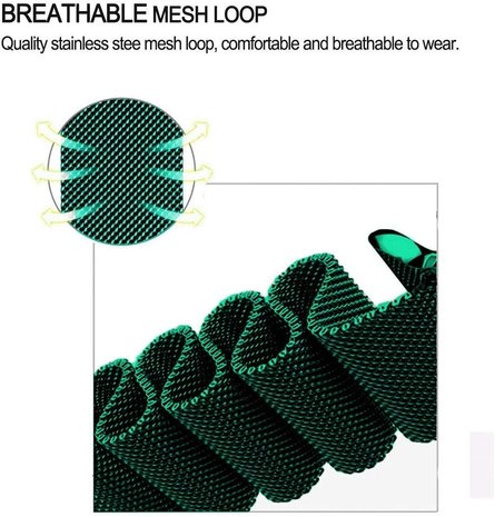 Strap-it® Strap-it Apple Watch 8 Milanese Armband (Grün)