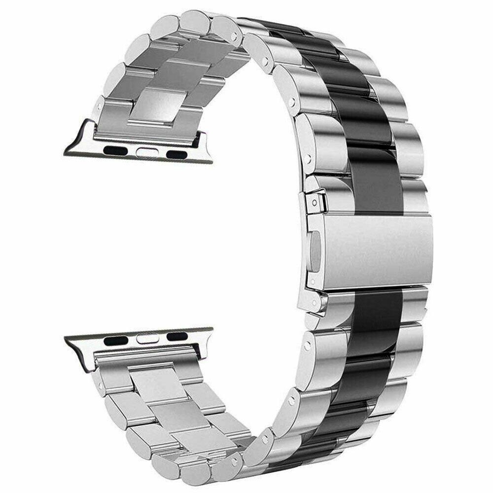 Strap-it® Strap-it Apple Watch 8 Stahlarmband (Silber/Schwarz)