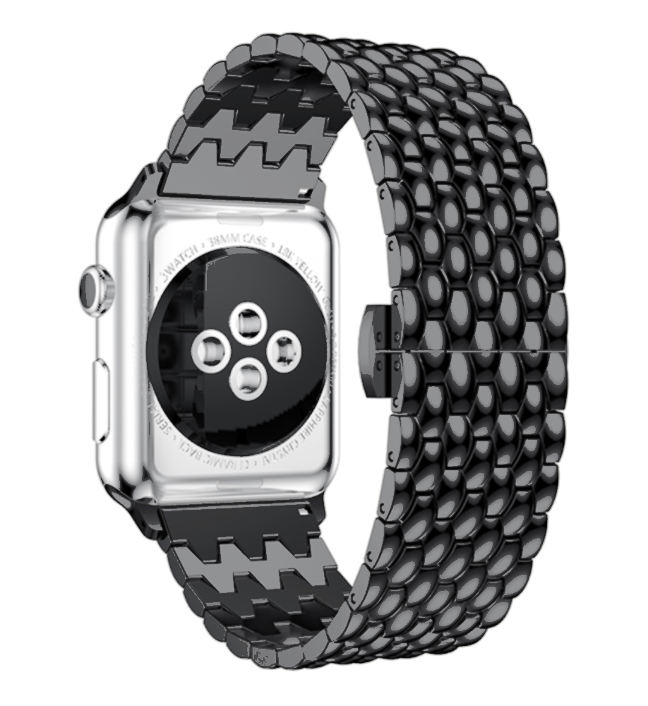 Strap-it® Strap-it Apple Watch 8 Drachenarmband Stahl (Schwarz)
