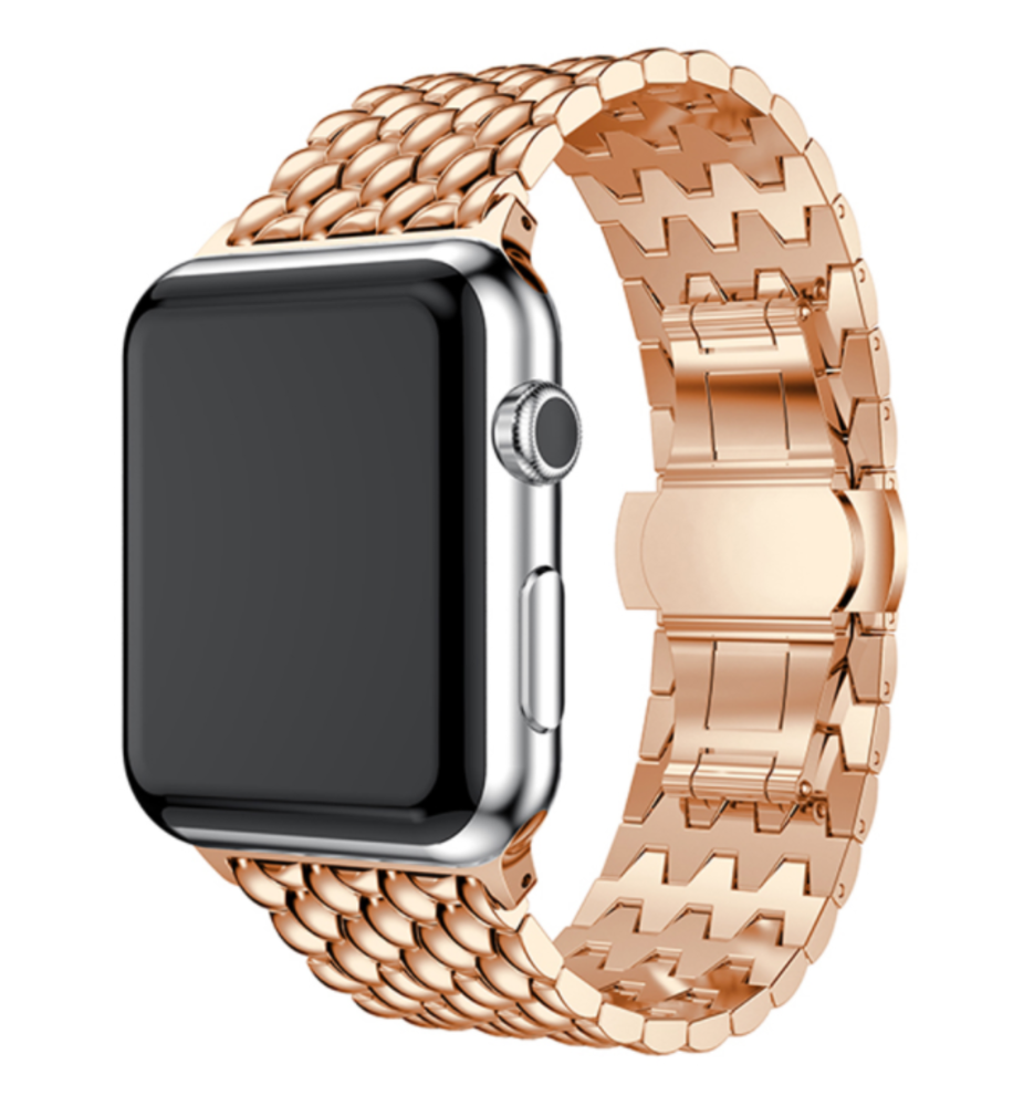 Strap-it® Strap-it Apple Watch 8 Drachenarmband Stahl (Roségold)