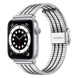 Strap-it® Apple Watch 8 Edelstahlarmband (Silber/Schwarz)