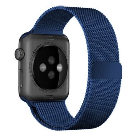 Strap-it® Strap-it Apple Watch 8 Milanese Armband (Blau)