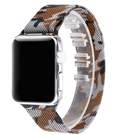 Strap-it® Strap-it Apple Watch 8 Milanese Armband (Camouflage Braun)