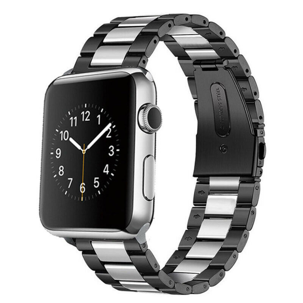 Strap-it® Strap-it Apple Watch 8 Stahlarmband (Schwarz/Silber)
