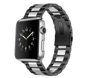 Strap-it® Apple Watch 8 Stahlarmband (Schwarz/Silber)