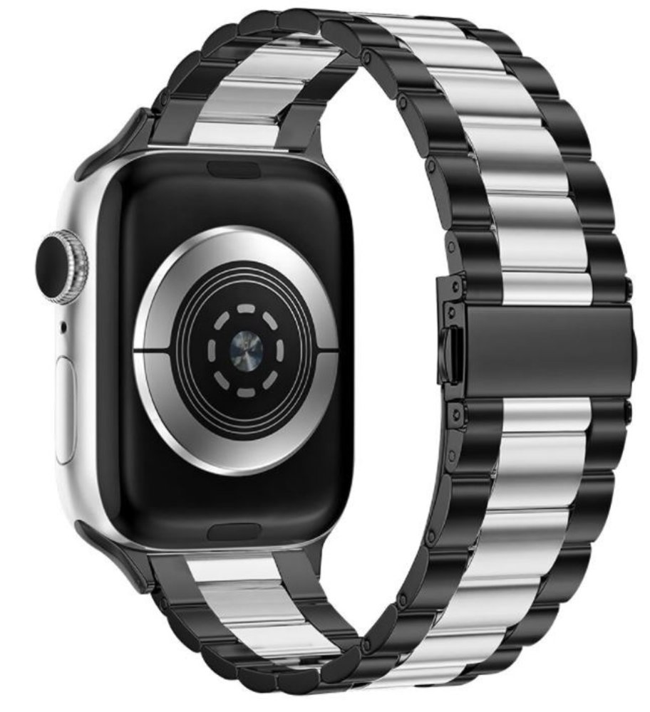 Strap-it® Strap-it Apple Watch 8 Stahlarmband (Schwarz/Silber)
