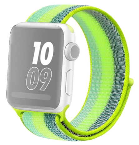 Strap-it® Strap-it Apple Watch 8 Nylonarmband (Grün/Gelb)