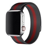 Strap-it® Apple Watch 8 Milanese Armband (Schwarz/Rot)