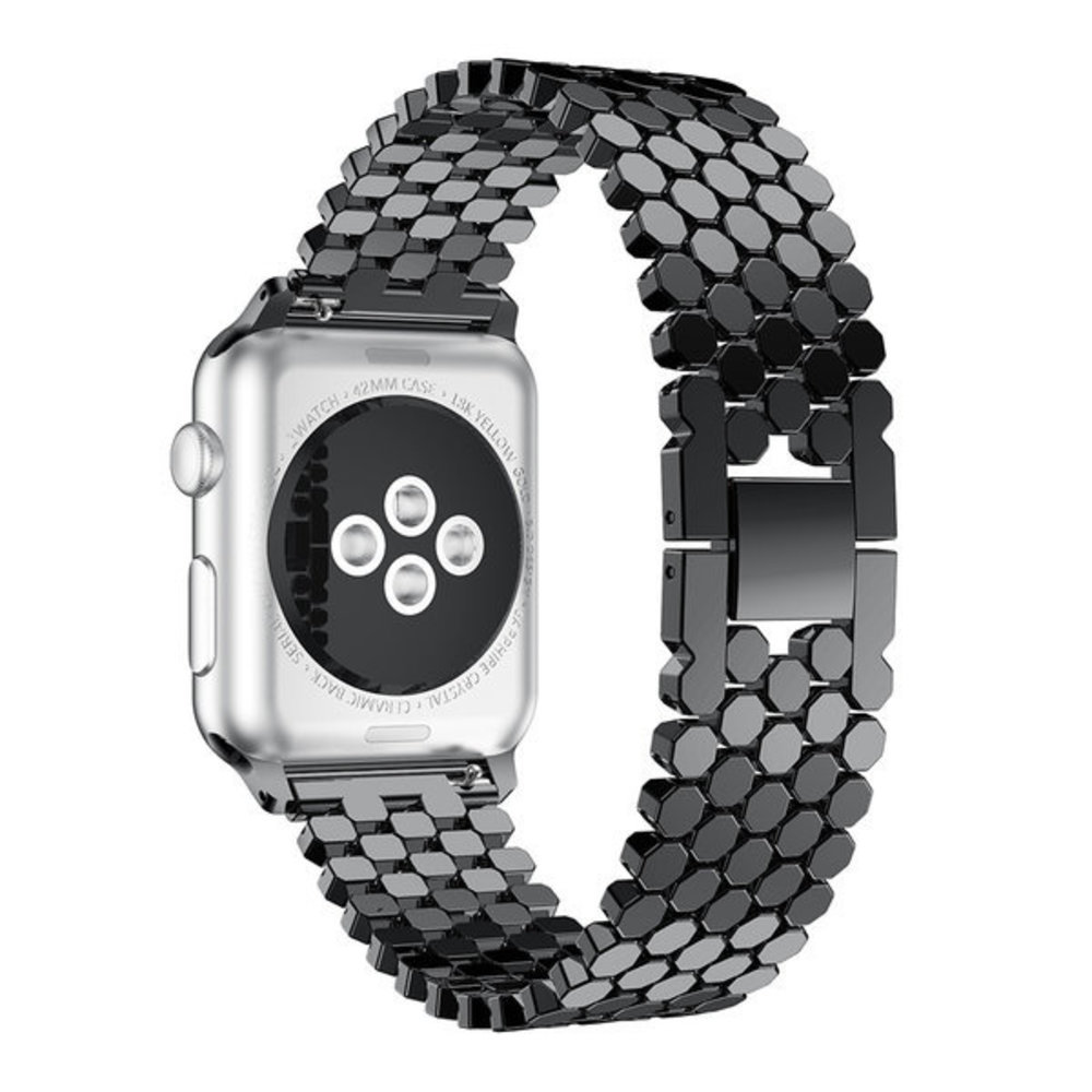 Strap-it® Strap-it Apple Watch 8 Stahl Fischband (Schwarz)