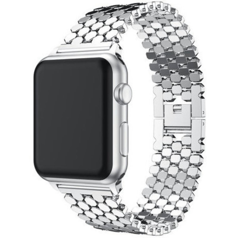 Strap-it® Strap-it Apple Watch 8 Stahl Fischband (Silber)