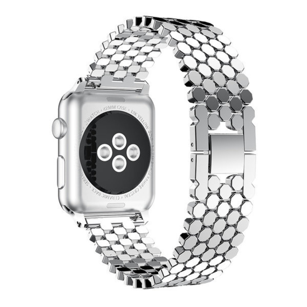 Strap-it® Strap-it Apple Watch 8 Stahl Fischband (Silber)
