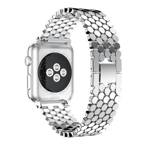 Strap-it® Strap-it Apple Watch 8 Stahl Fischband (Silber)