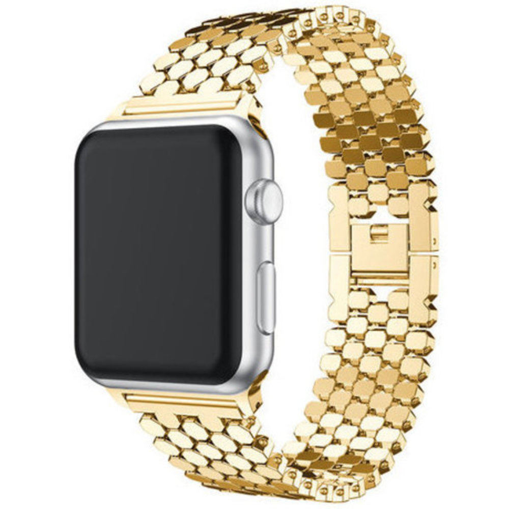 Strap-it® Strap-it Apple Watch 8 Stahl Fischband (Gold)